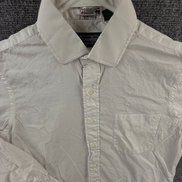 Gitman Bros Long Sleeve Button Up Shirt Men Cotton 15.5 33 White USA Made Woven - Picture 1 of 16
